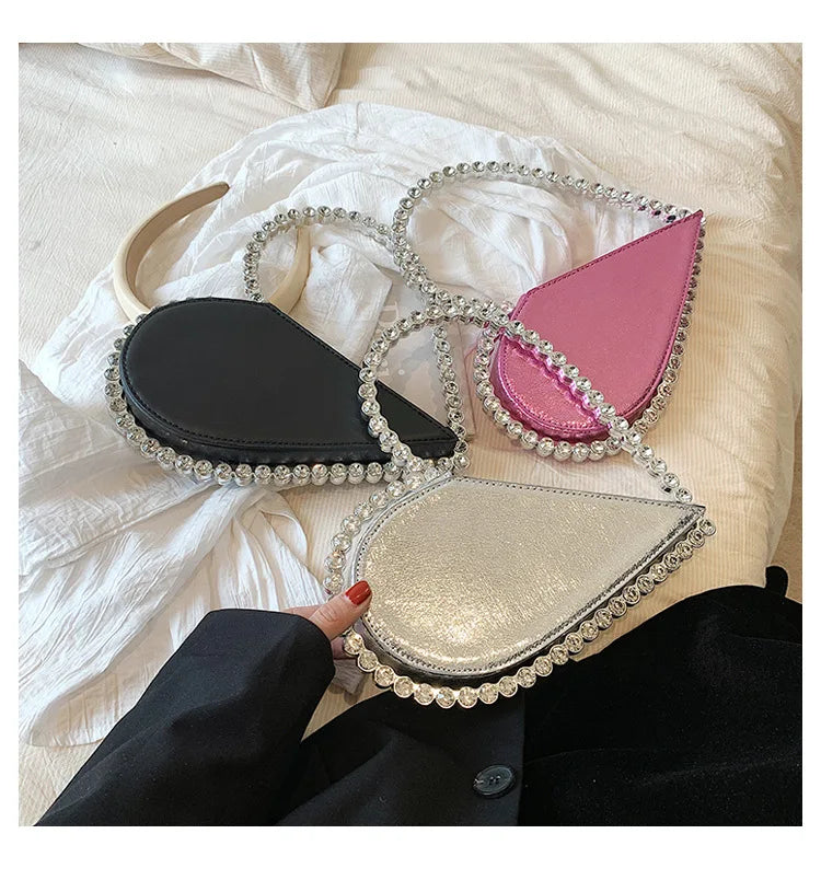 Xiyuan diamant rozë rozë e kuqe e kuqe e kuqe e zezë mbrëmje baganta baganta projektuesi i grave rhinestones rhinestones mini totes festa dasmash