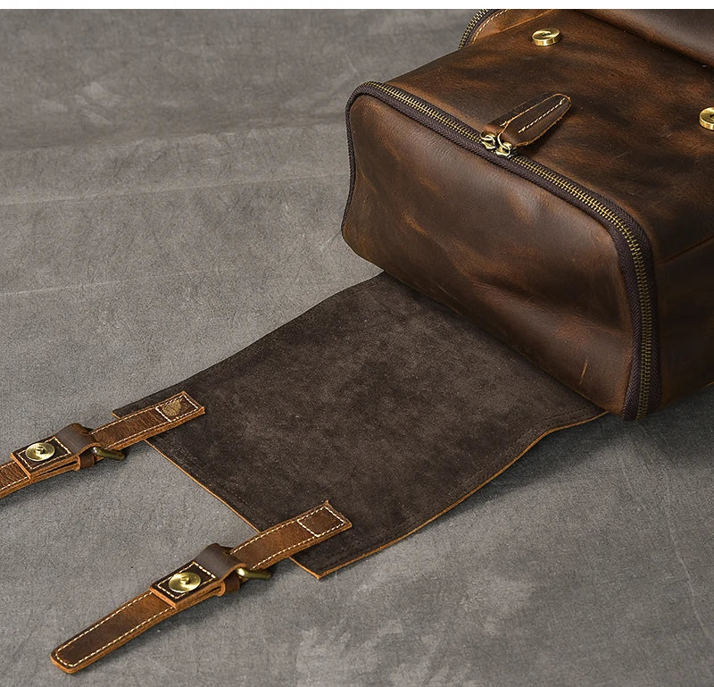 Cazzo vintage Crazy Genuine Backpack in pelle uomini uomini in pelle Stucker Rucksino Male Backpack M814