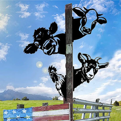 Peeping Animal Care Farm Decoration Pieces Outdoor Courtyard Garden Plug-In Realistic Modeling Metal and Iron Art ozdoby