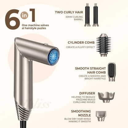 Dobrando 6 polegadas de escova de secador de cabelo de cabelo Ionic Bellower Blower Salon Ministério do seco de ar de água Curador de curling Curling Iron Styler