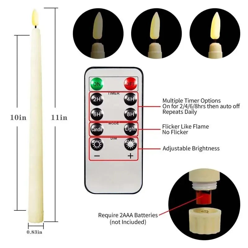 LED Flameless flimrende koniske stearinlys 3D wick stearinlys lampe med fjernbetjening te lys bryllup boligindretning batteri drevet
