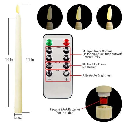 LED Flameless flimrende koniske stearinlys 3D wick stearinlys lampe med fjernbetjening te lys bryllup boligindretning batteri drevet