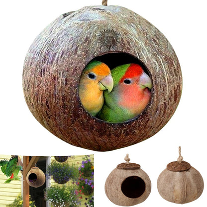 Náttúrulegt kókoshnetuskelfugl búr páfagaukur hús Nesting Hous