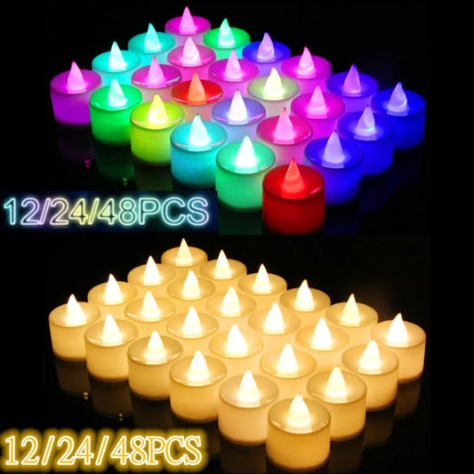 12/20/48PCS Flameless Led kaarsen Lichten Batterij Powered Tealight Romantische theekaarsen voor verjaardagsfeestje Bruiloft Decoraties