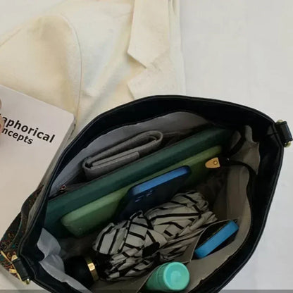Kvinder mode skulder slynge taske vintage brun pu læder høj kapacitet enkel bred rem spand crossbody kvindelige pendlerposer