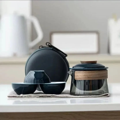1 Bowl 3 Cup Zen Teapot and Tea Cup Set Kit Household Tea Making Travel Set Outdoor Portable Bag Chinese Tea Set Supplies