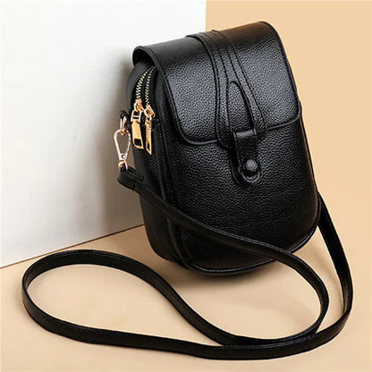 Eenvoudig design pu lederen crossbody schoudertassen voor dames voorjaar retro merkhandtassen en portemonnees dames mobiele telefoon sac