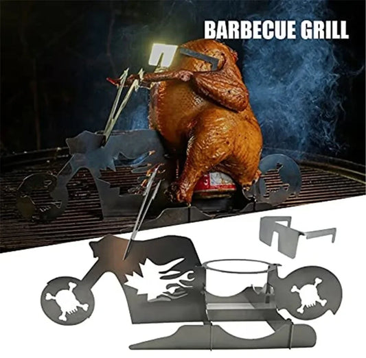 Bærbar kyllingstativ øl kan morsom amerikansk motorsykkel BBQ Grill rustfritt stål grillstativ verktøy kul kyllingholder gave