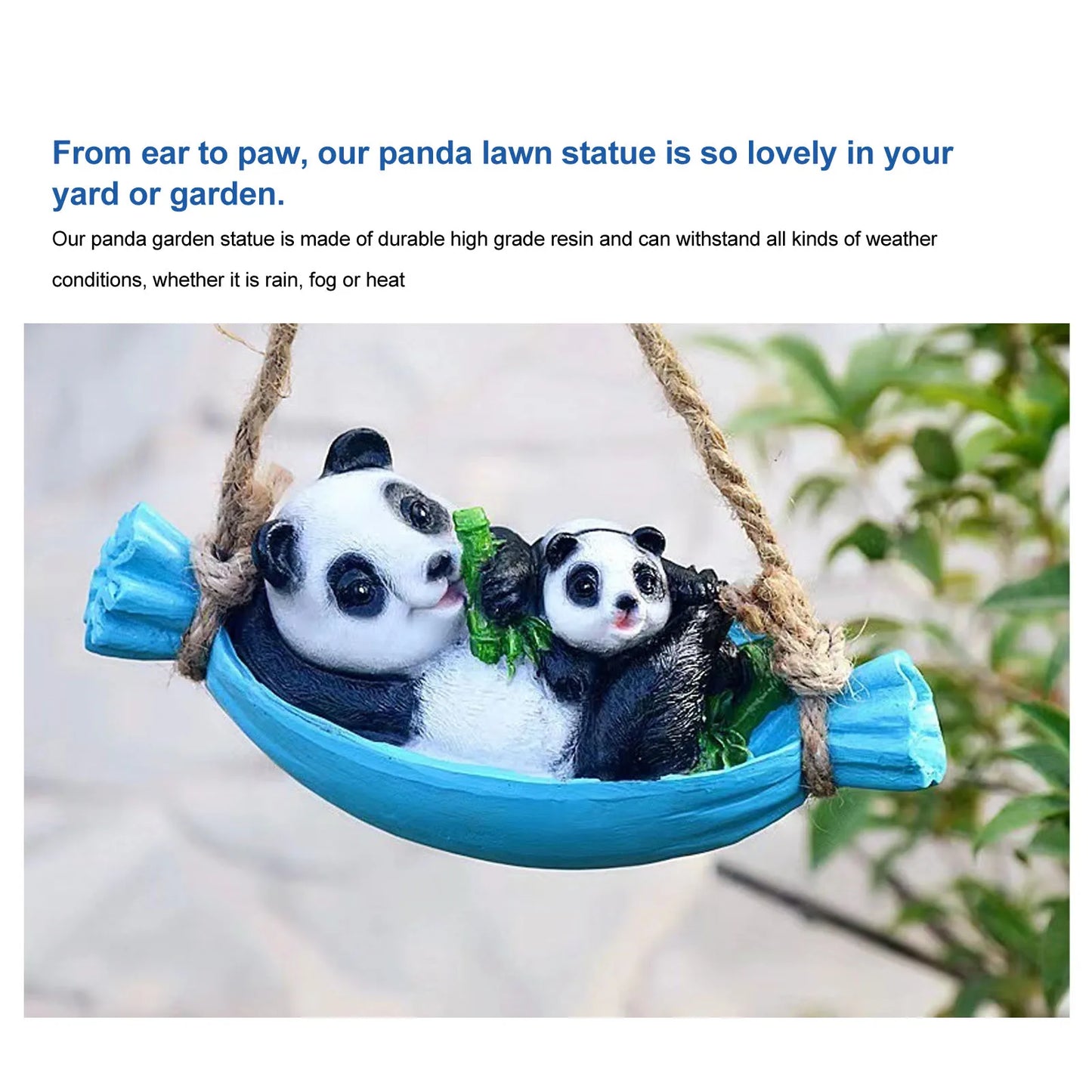 Swing Panda Statue Mère et bébé panda allongé sur la simulation de swing simulation de jardin animal sculpture