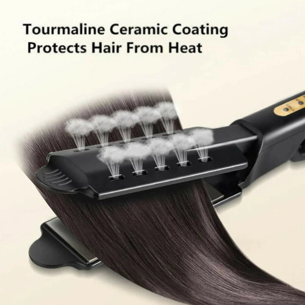 Arritis de cabello Ajuste de temperatura de cuatro juegos Turmalina Turmalina Turmalina Ionic plana de hierro planchado para el panel de ancho de mujeres
