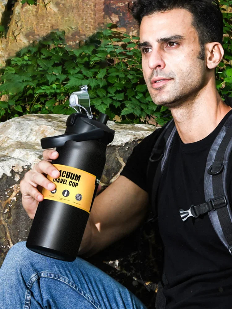 304 Stainless Steel Thermos Portable Outdoor Thermal Mug Tumbler Vacuum Flasks Cold and Hot Sports Water Bottle with Straw