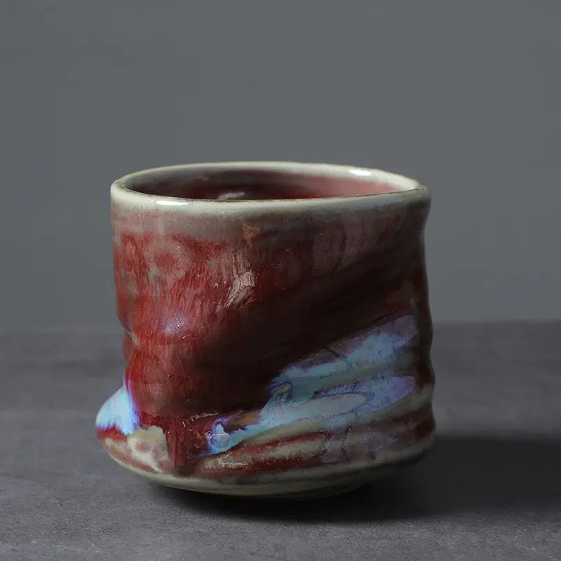 Vintage Handmade Crinkle Flower Coffee Cup for Espresso with Ceramic Material and Unique Design