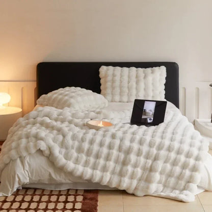 Imitazione invernale pelliccia peluche coperta calda coperte super morbide letto divano cover di lusso lancio lancio di divano camera da letto cuscino