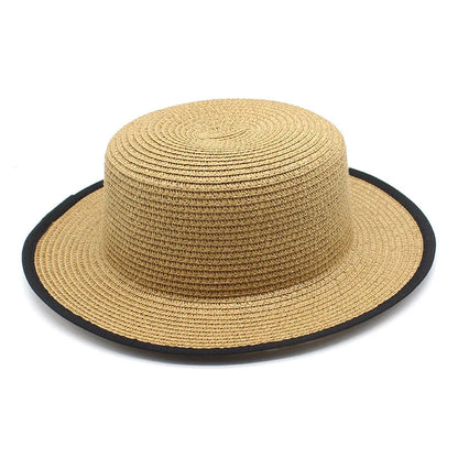 Uudet suunnittelijan naiset ja miehet litteä Fedora Straw Hatut Vintage Jazz Straw Caps Summer SunsShade Leveä Brim Straw Hatut