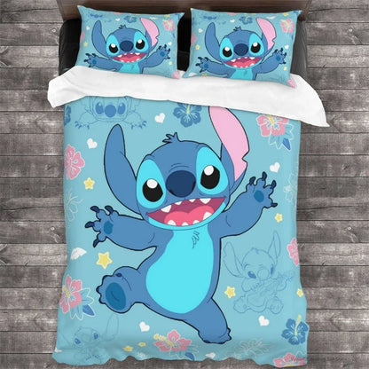 Lindo juego de ropa de cama de dibujos animados de puntada para niños Juego de colchas de anime para niños Linda cubierta nórdica de dibujos animados 1 cubierta nórdica y 2 fundas de almohada