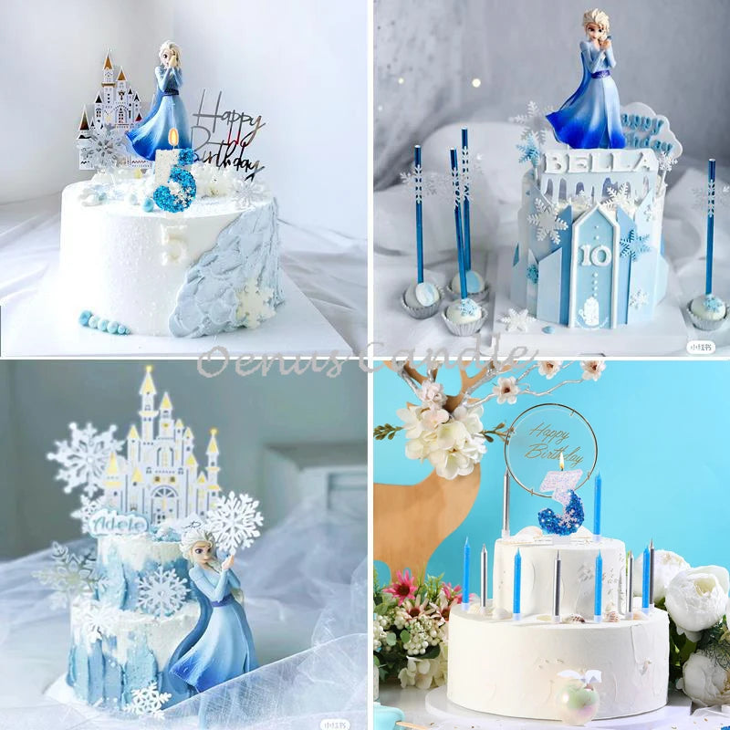 Vianočné bezplatné narodeniny mrazené sviečky na koláče 0-9 Number princezná torta Sviečka Decor Decor Snowflake Blue Sviečka stojany