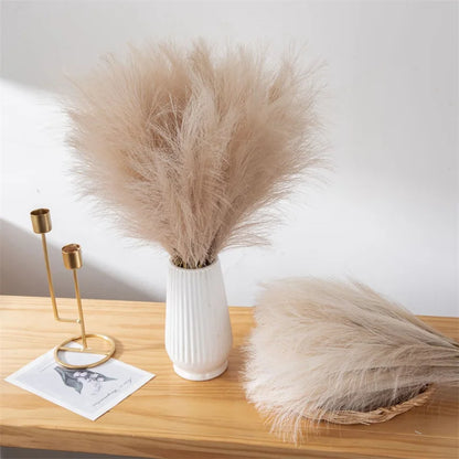 55 cm 5pcs Fluffy Pampas Gras Boho Dekor Blume gefälschte Pflanze Reed Simulierte Hochzeitsfeier Weihnachtshemmung Künstliche Blume künstliche Blume