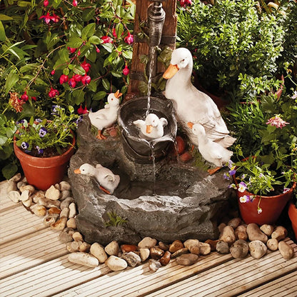 Enten Eichhörnchen Wasser Solar Power Harz Terrasse Garten Design mit Solarlichtgarten im Freien Dekorationen Geschenk Geschenk