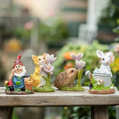 Garden Rabbit Cat Frog Dritat Diellore Dritat e Luleve Plug-In Metal Resin Ornamente