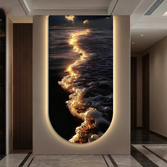 Ocean Wave Entrance Entrance Decoration Painting Led Home Interior Decoration Tableau Decoration Mural Wall Lamp Led Lights