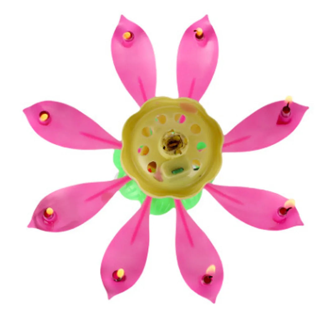 Bougie musicale double fleur fleurs gâteau d'anniversaire plate électronique rotatif