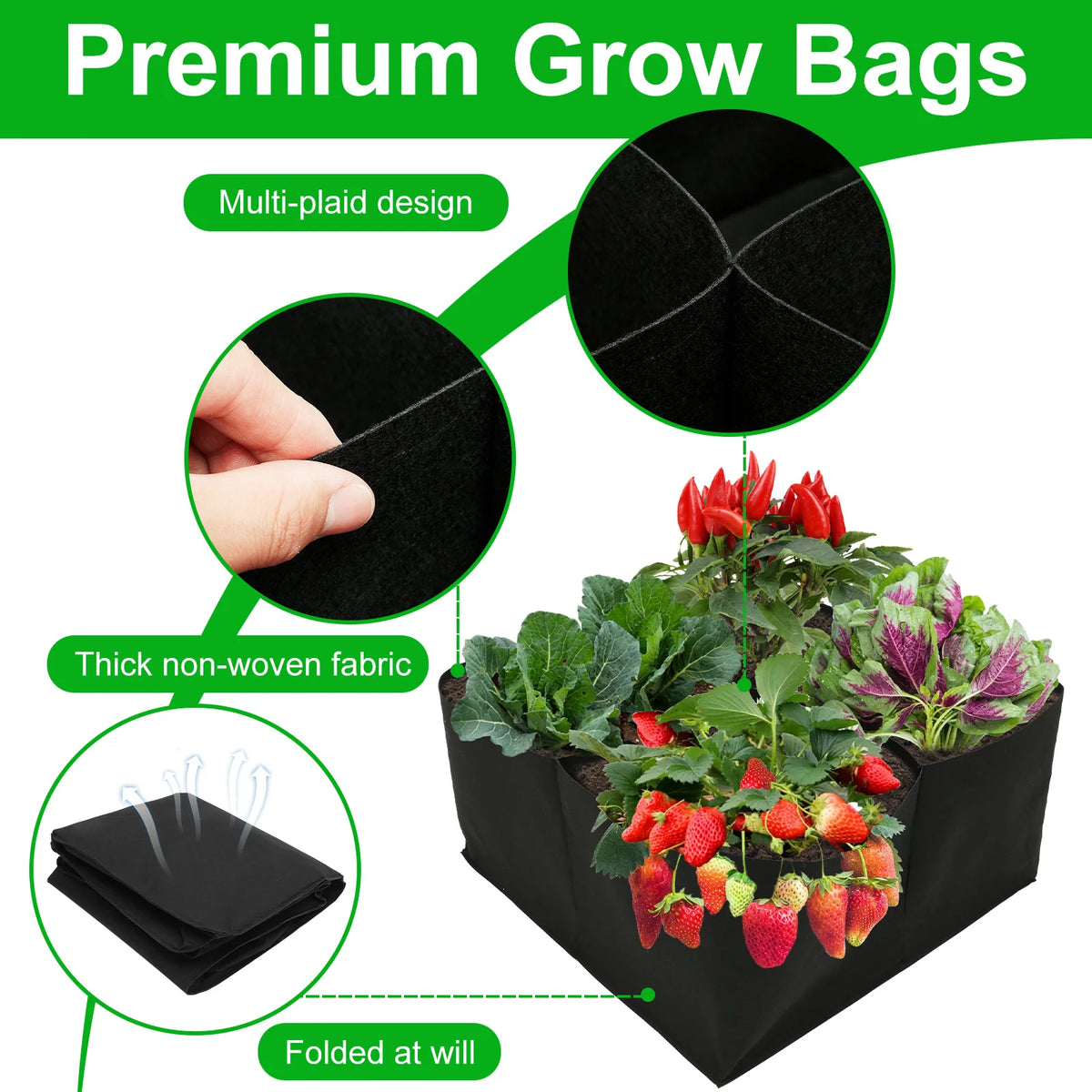 4/8 Gitter Garten erhöhte Pflanzbett Stoff erhöhtes Gartenbett Quadrat Felt Garten Blume Wachsen Bag Gemüse Pflanzer Topf
