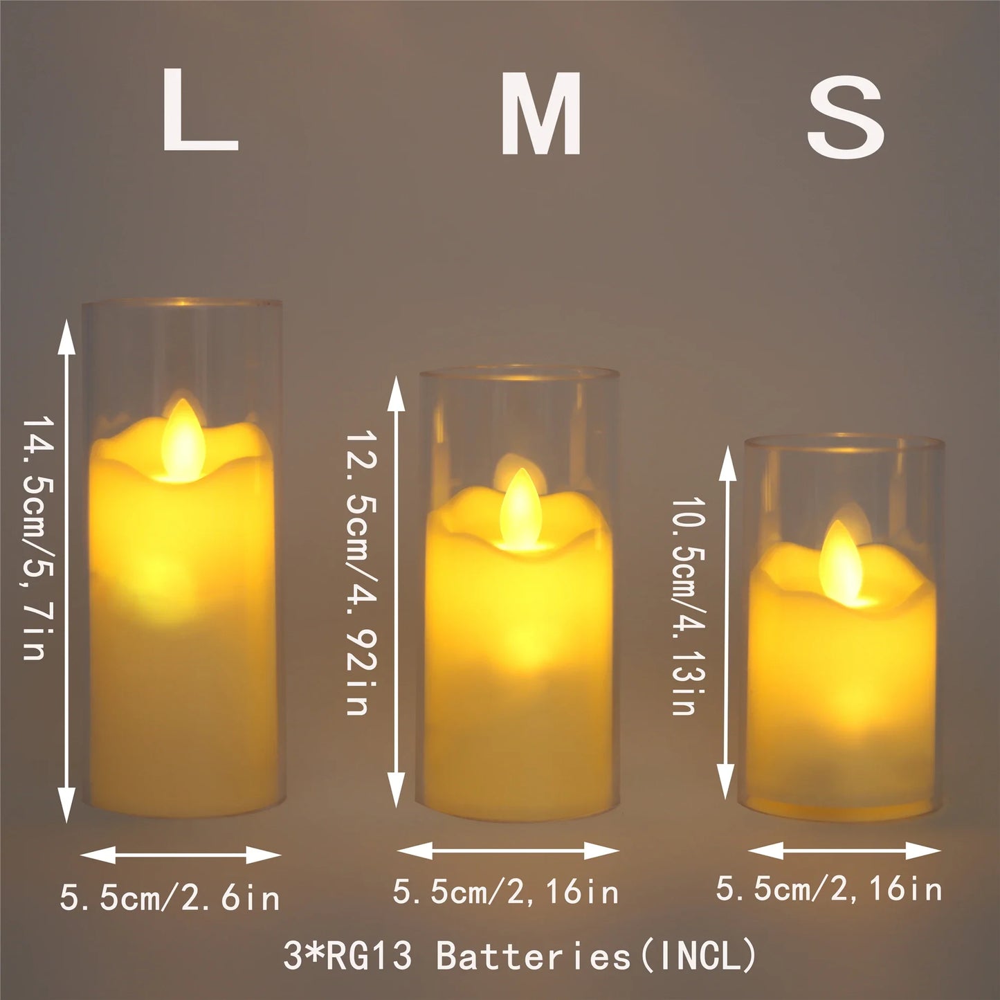 6pcs LED Velas elétricas sem chamas Lâmpada de acrílico Bateria de vidro trêmulo