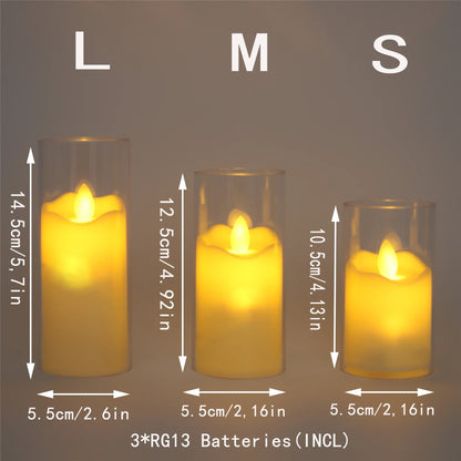 6pcs LED Velas elétricas sem chamas Lâmpada de acrílico Bateria de vidro trêmulo