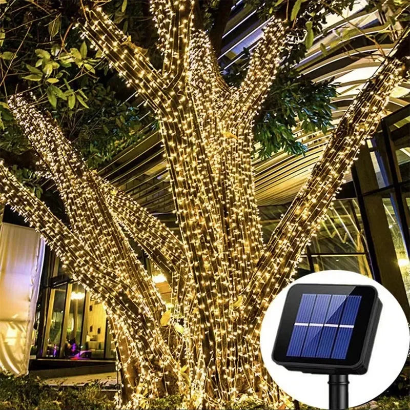 1Pack Solar String Light Fairy Garden Vandtæt udendørs lampe 6V Garland til jul Xmas Holiday Party Home Decoration