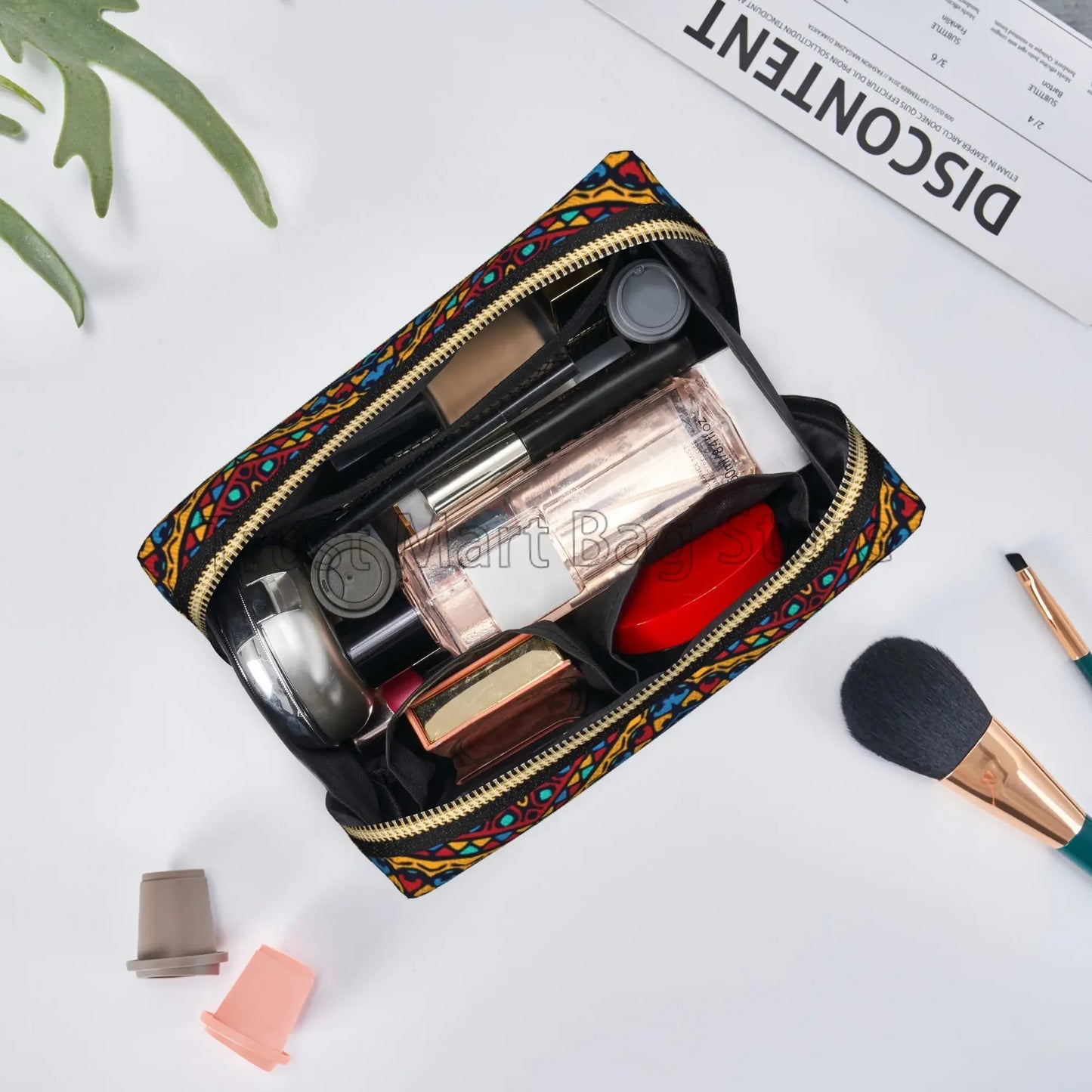 Boho afrički etnički plemenski geometrijski uzorak kožna torba za šminku Žene toaletne torbice kozmetičke torbe za skladištenje velikog kapaciteta