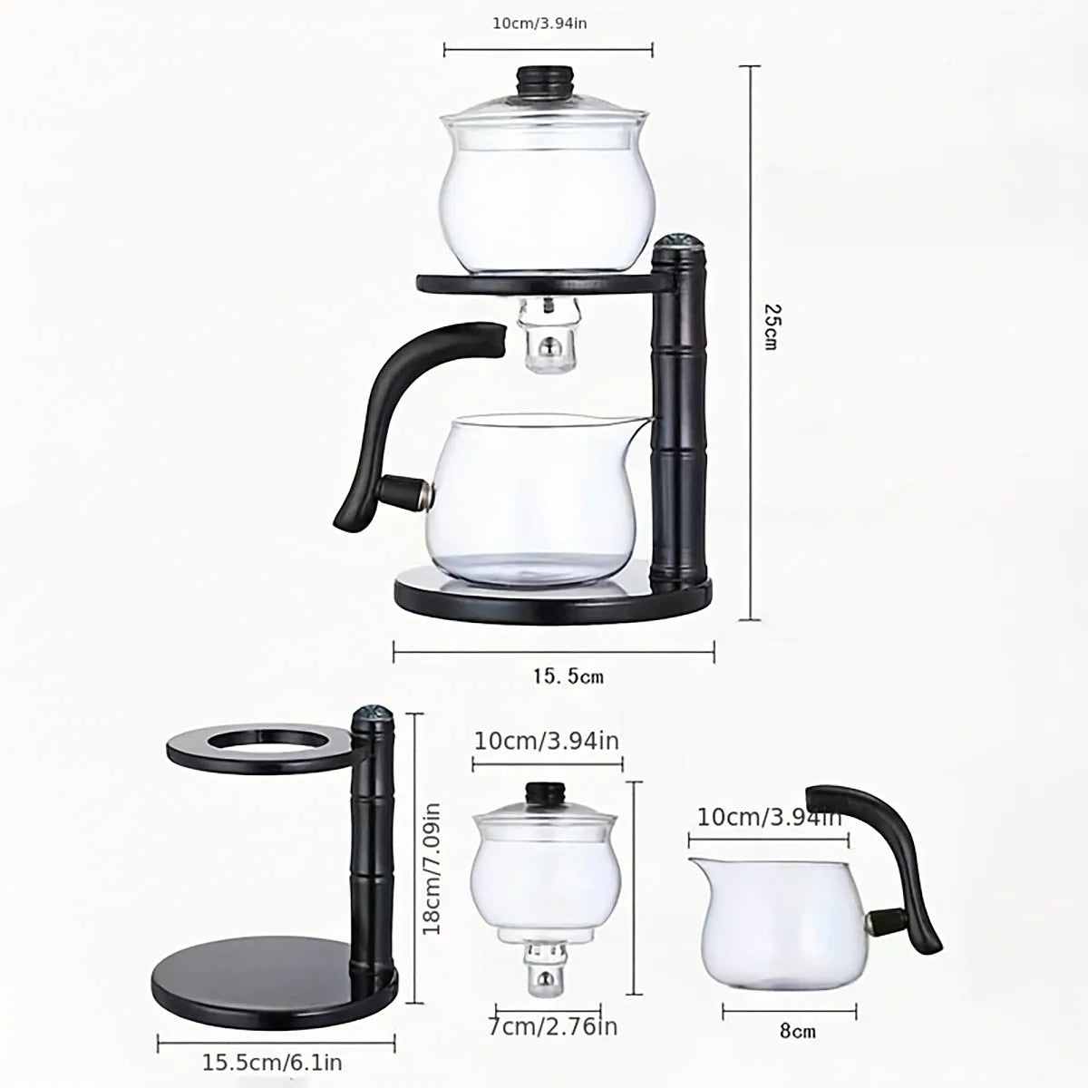 1 Set Glass Teapot Set Lazy Kungfu Automatic Drip Rotating Tea Set With Infuser Office Blooming For Home Office Tea Accessories