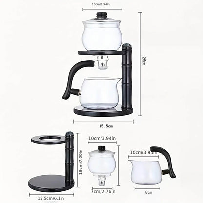 1 Set Glass Teapot Set Lazy Kungfu Automatic Drip Rotating Tea Set With Infuser Office Blooming For Home Office Tea Accessories