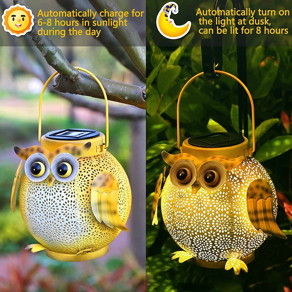 LED SOLAR LYS UDENDOR HANGING LANDSKAB LAMP PROJEKTOR LAMP Vandtæt campinglys Uwl Night Light Garden Decoration Light