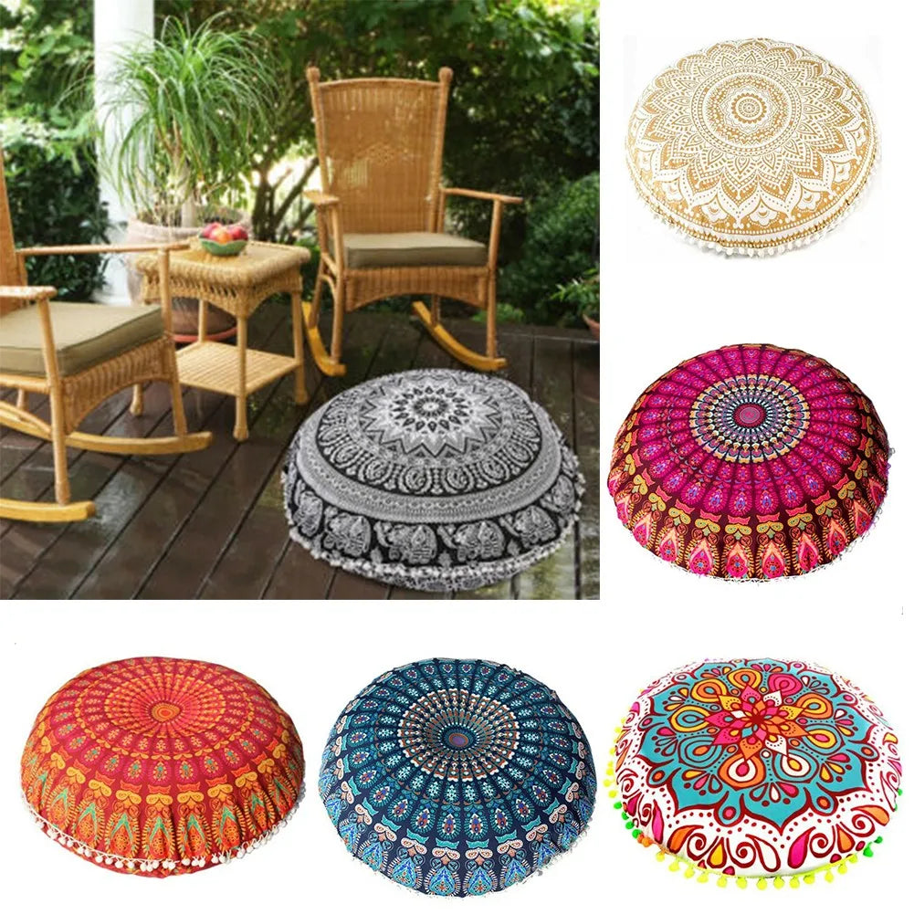 43cm rotund mandala pernă boem pernă acoperire pernă pernă pernă de podea acoperire pentru casă/hotel perne de flori imprimate pernă imprimată