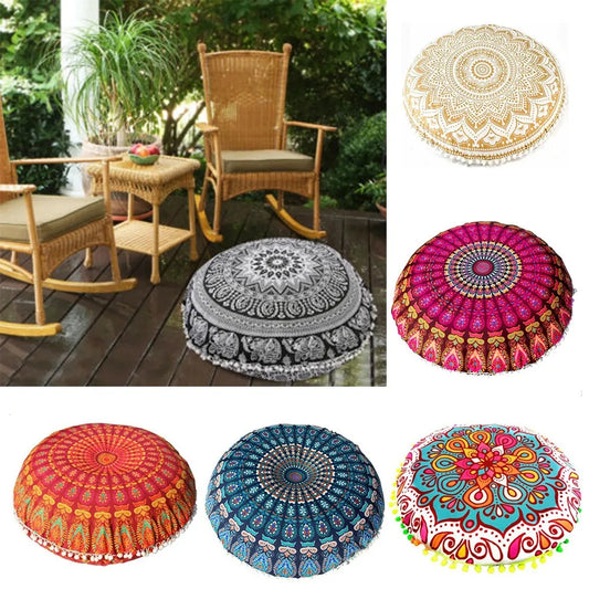 43cm Round Mandala Putetrekk bohemsk pute deksel gulvpute puter deksel hjem/hotell puter blomstertrykt putetrekk