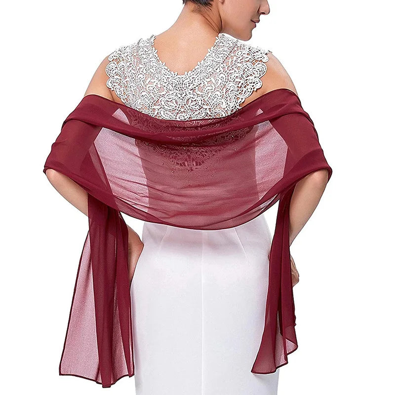 Couleur solide coréenne transparente en mousseline de mousseline écharpe d'été serviette de plage d'été châle solo femme de soirée de mariée robe de fête