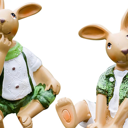 2x králičí zahrada socha kreativní venkovní ozdoby trávník Patio Housewarming Dárková pryskyřice sochy králičí figurky venkovní výzdoba
