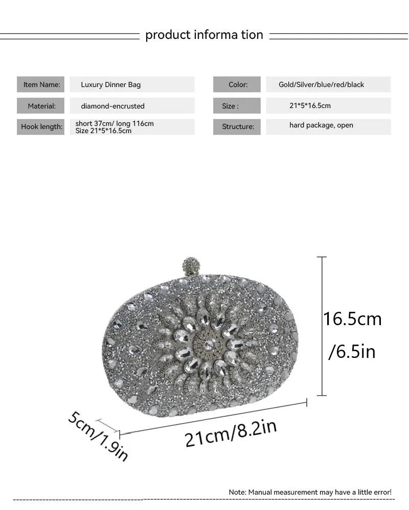 Dámská večeře taška móda nová slunečnice Inlaid Diamond Banquet Hand Taška Šaty Večerní taška