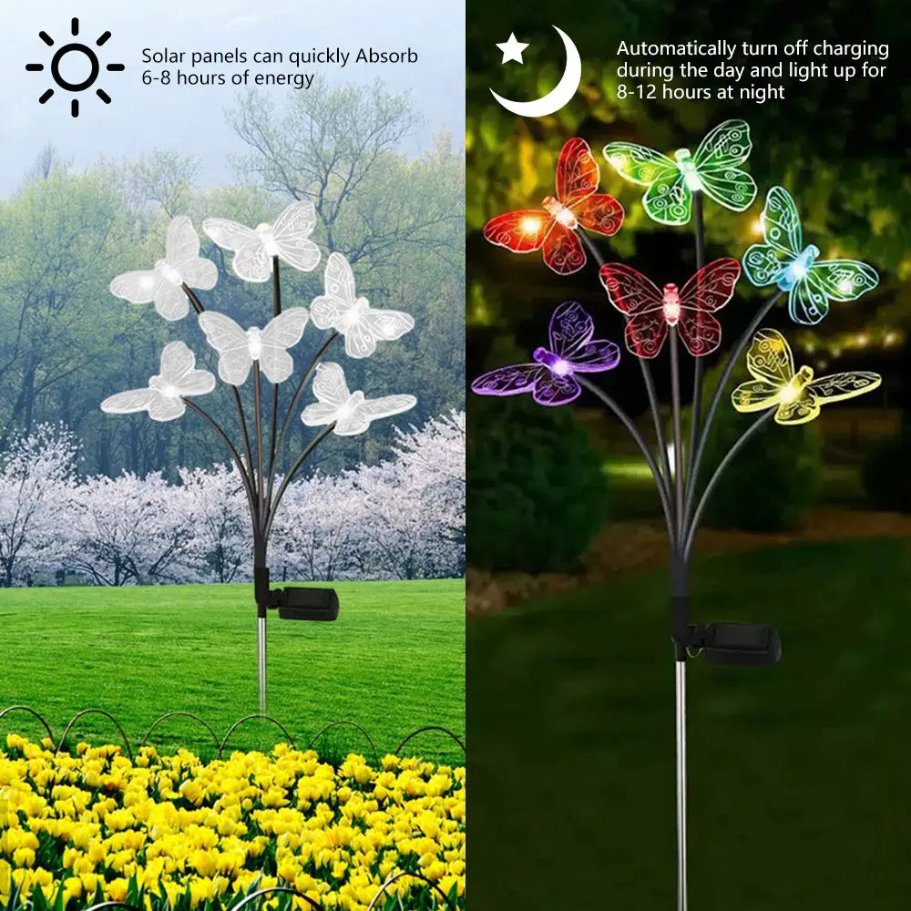 LED SOOL LED EXTERIOR IMPERIT GARDER DEL JARDÍA EL PARCELA Solar Luces de mariposa de mariposa Lámpara de decoración de jardín 6/8/10 Cheeps