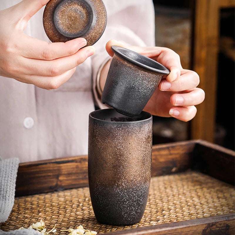 230ML Japanese Retro Coffee Cups Ceramic Household Coffee Mug Vintage Creative Water Tea Cup Restaurant Office Drinkware
