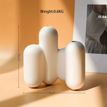 Nordic White Vases Living Room  Home Decor Room Decor Pottery And Porcelain Vases For Artificial Flowers Decorative Figurines