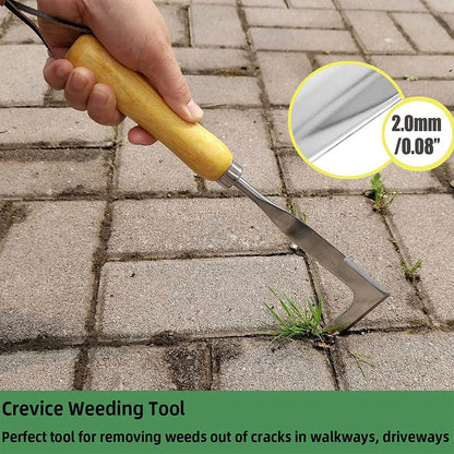 L formet håndskalning Weedter Root Remover Tool Outdoor Weeder Portable Weed Puller Håndteret manuel rustfrit stål haveværktøj