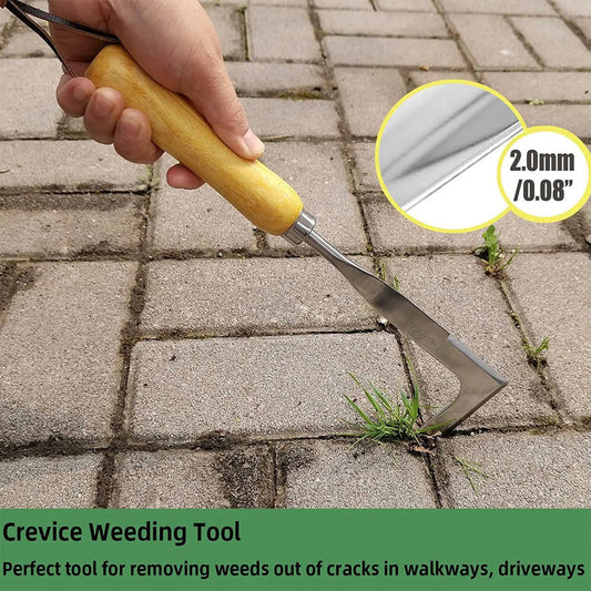 L -formet håndvirkning Weeder Root Remover Tool Outdoor Weeder Portable Weed Tuller håndtert opp manuell rustfritt stål hageverktøy