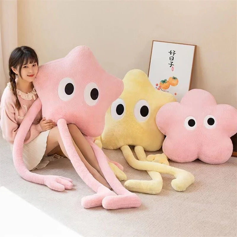 Gambe gigantesche giganti lunghe stelle pentagons a strisce cuscinetto kawaii rosa blossom peluche peluche plini panotili cuscino ornamenti fotografici