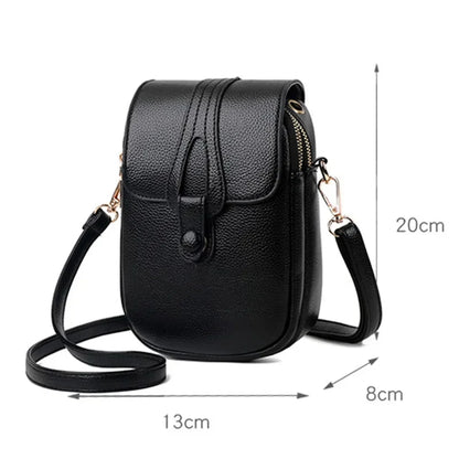 Eenvoudig design pu lederen crossbody schoudertassen voor dames voorjaar retro merkhandtassen en portemonnees dames mobiele telefoon sac