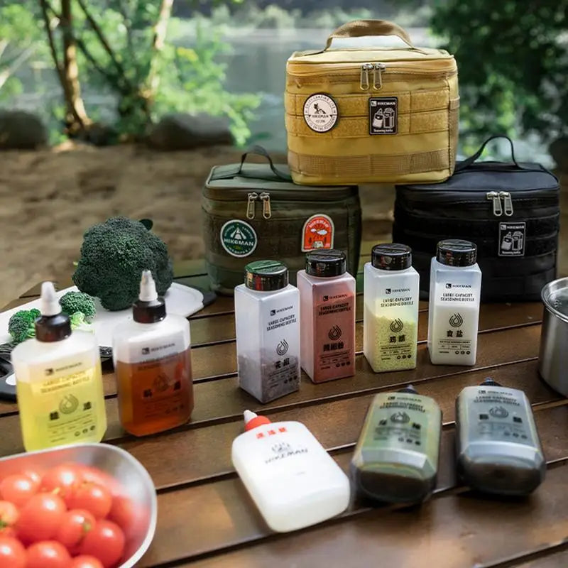 Ensemble de bouteille d'assaisonnement de camping sac de rangement portable scellant combinaison de bouteille d'huile