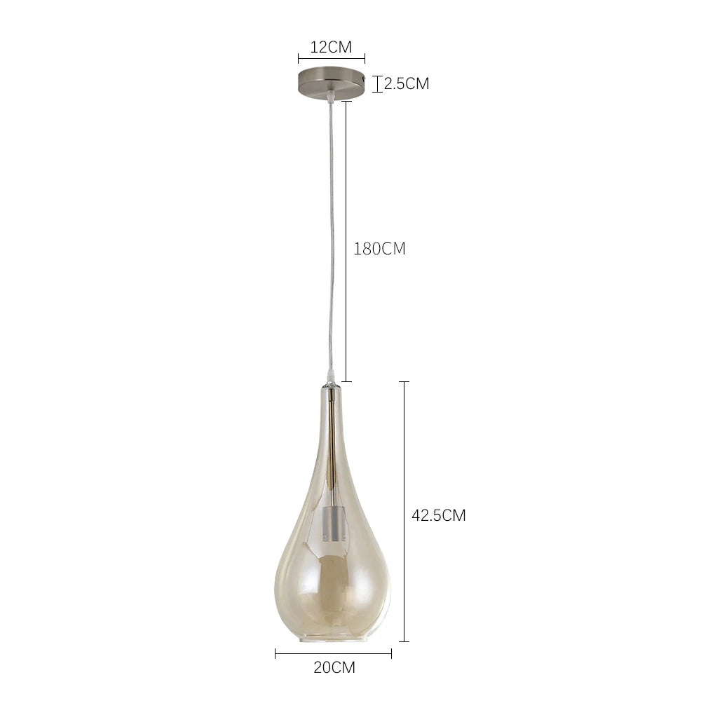 KOMORE Droplet Glass 1 Head Pendant Light Fixture Ceiling Lighting for Kitchen Dinning Table Hallway Entryway