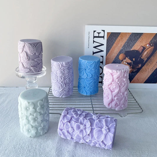 Candela intagliata cilindrica silicone in silicone fiore farfalla in gessina in geometro geometria geometria decorazione da matrimonio muffa