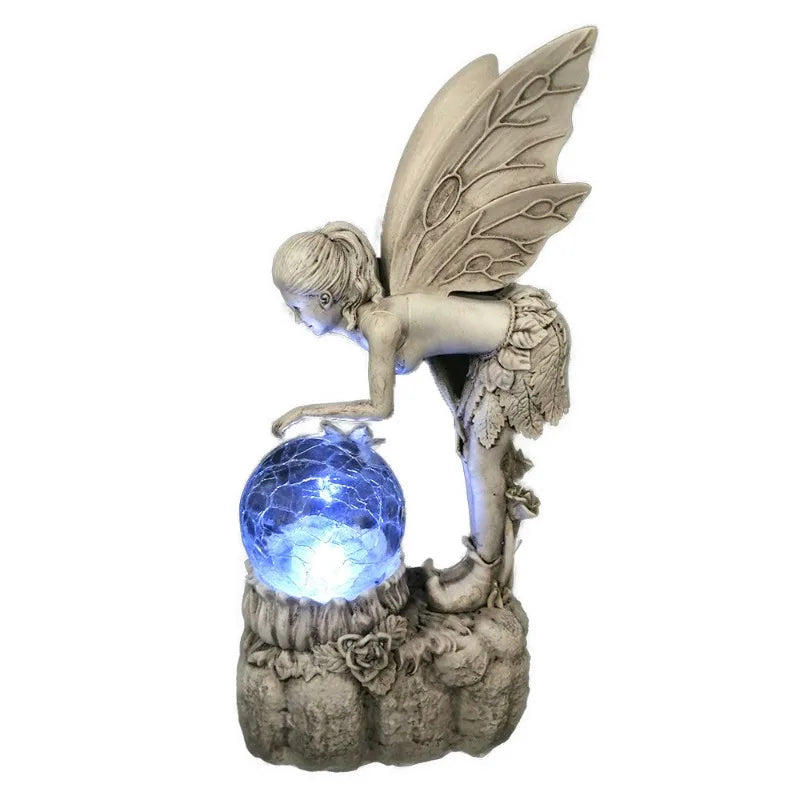 Verte decoratietuin kristallen ball meisje standbeeld zonnelamp ornamenthars ambachten