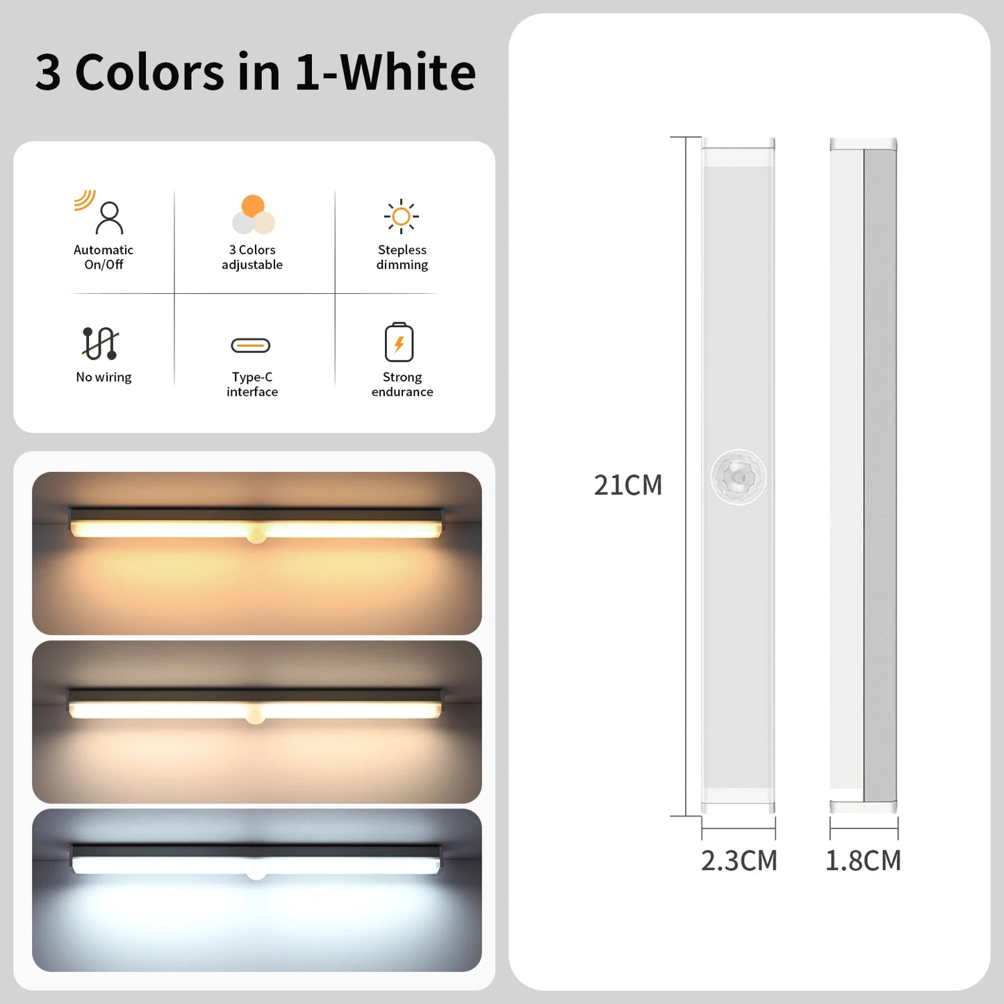 LED Desk Lamp Hanging Magnetic Stepless Dimming LED Night Light USB Rechargeable Bedroom Light Cabinet Closet Reading Night Lamp